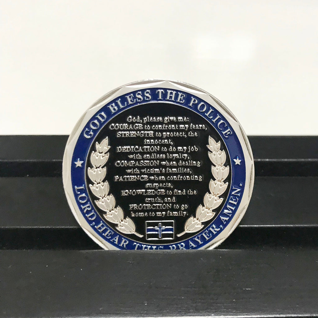 Police officer academy Challenge Coin A Thin Blue Line Guardian Angel Blessed Prayer Emblem Gift/gift for Him for father for husband DecoWoodo