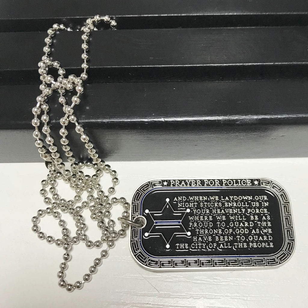 LEO Challenge Coin A Thin Blue Line night fair Dog Tag Police St.Michael Featured Collectible necklace chain DecoWoodo
