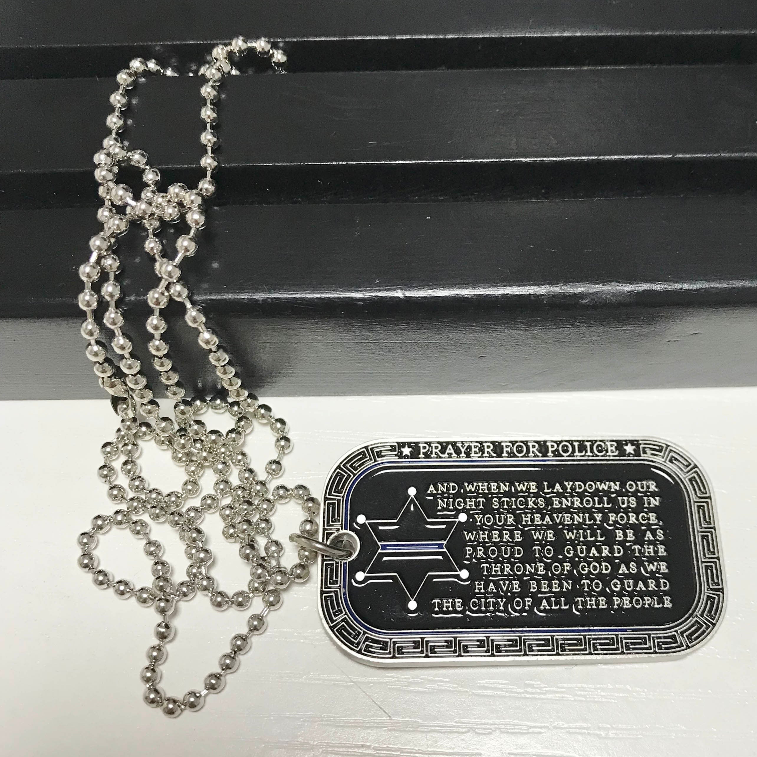 LEO Challenge Coin A Thin Blue Line night fair Dog Tag Police St.Michael Featured Collectible necklace chain DecoWoodo