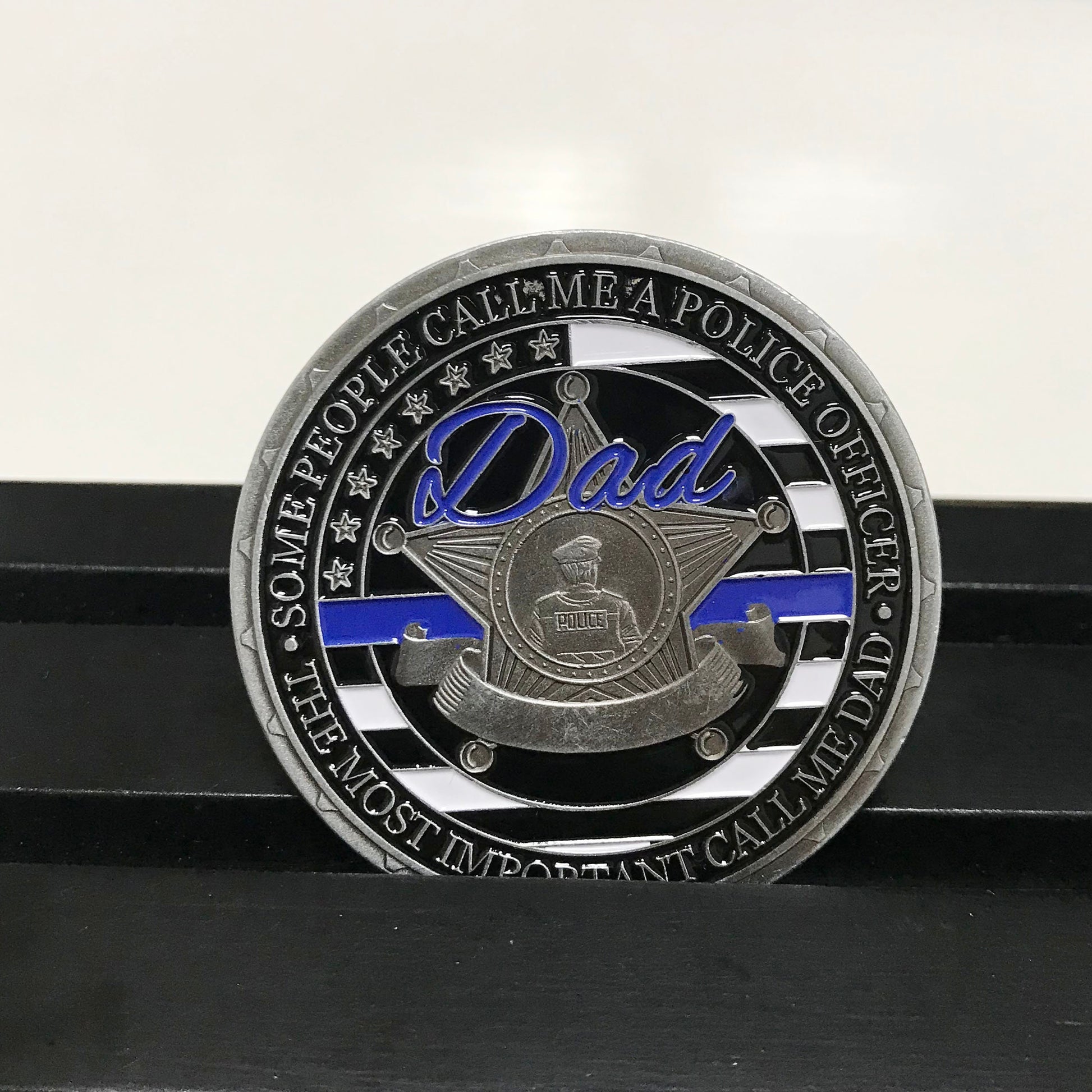 Police officer Dad Challenge coin Retirement graduation gift for him for father  police officer's prayer Thin blue lives matter DecoWoodo