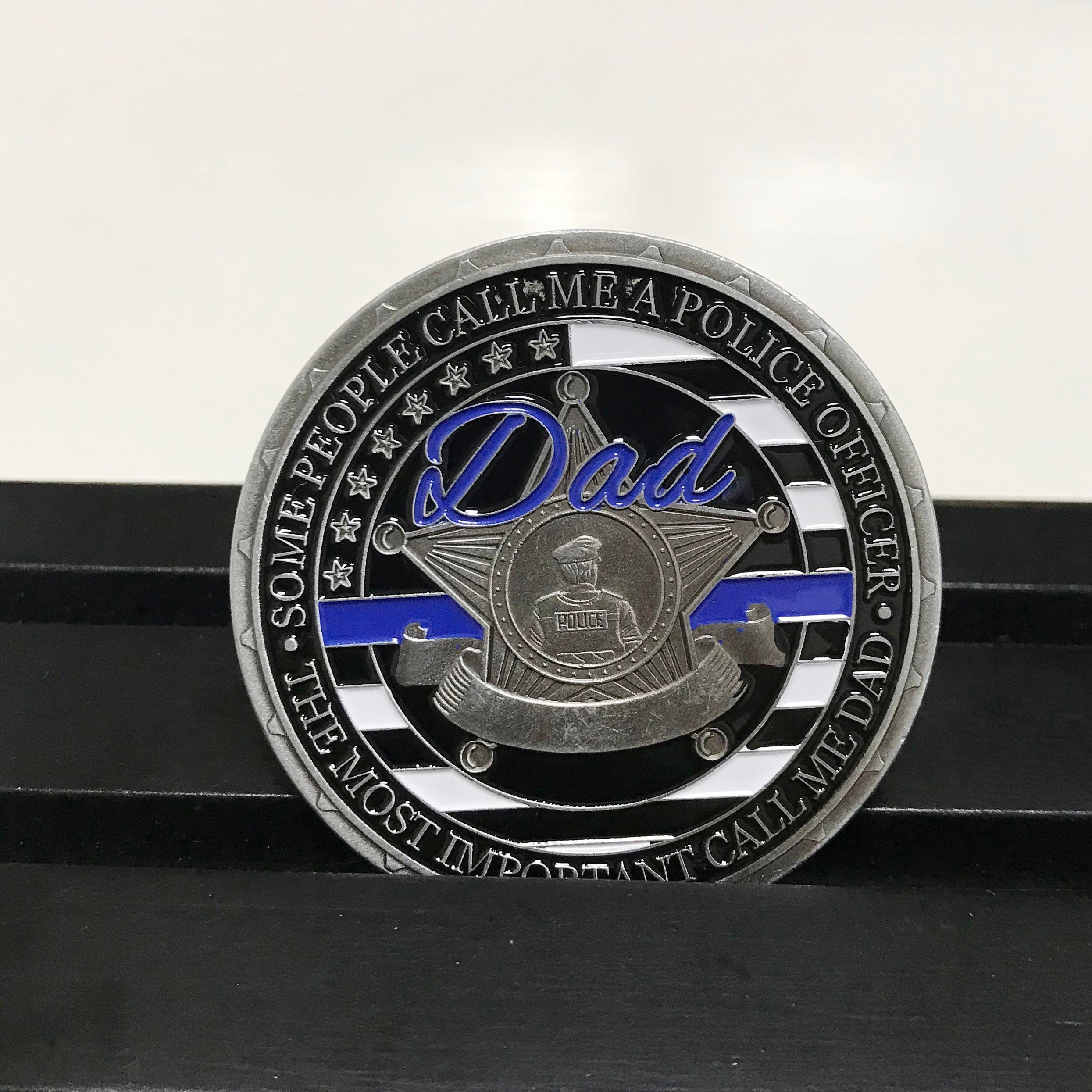 Police officer Dad Challenge coin Retirement graduation gift for him for father  police officer's prayer Thin blue lives matter DecoWoodo