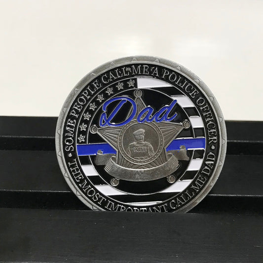 Police officer Dad Challenge coin Retirement graduation gift for him for father  police officer's prayer Thin blue lives matter DecoWoodo
