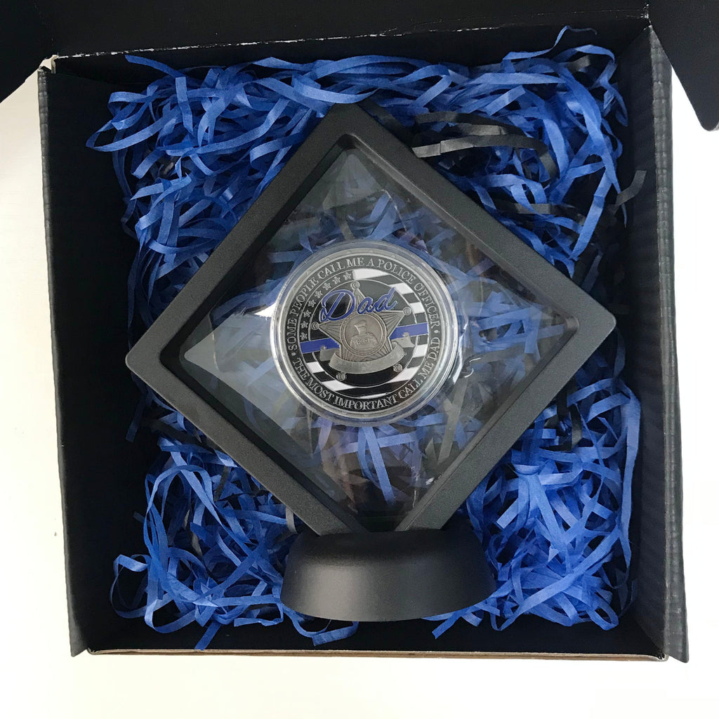 Police officer Dad Challenge coin Retirement graduation gift for him for father  police officer's prayer Thin blue lives matter DecoWoodo