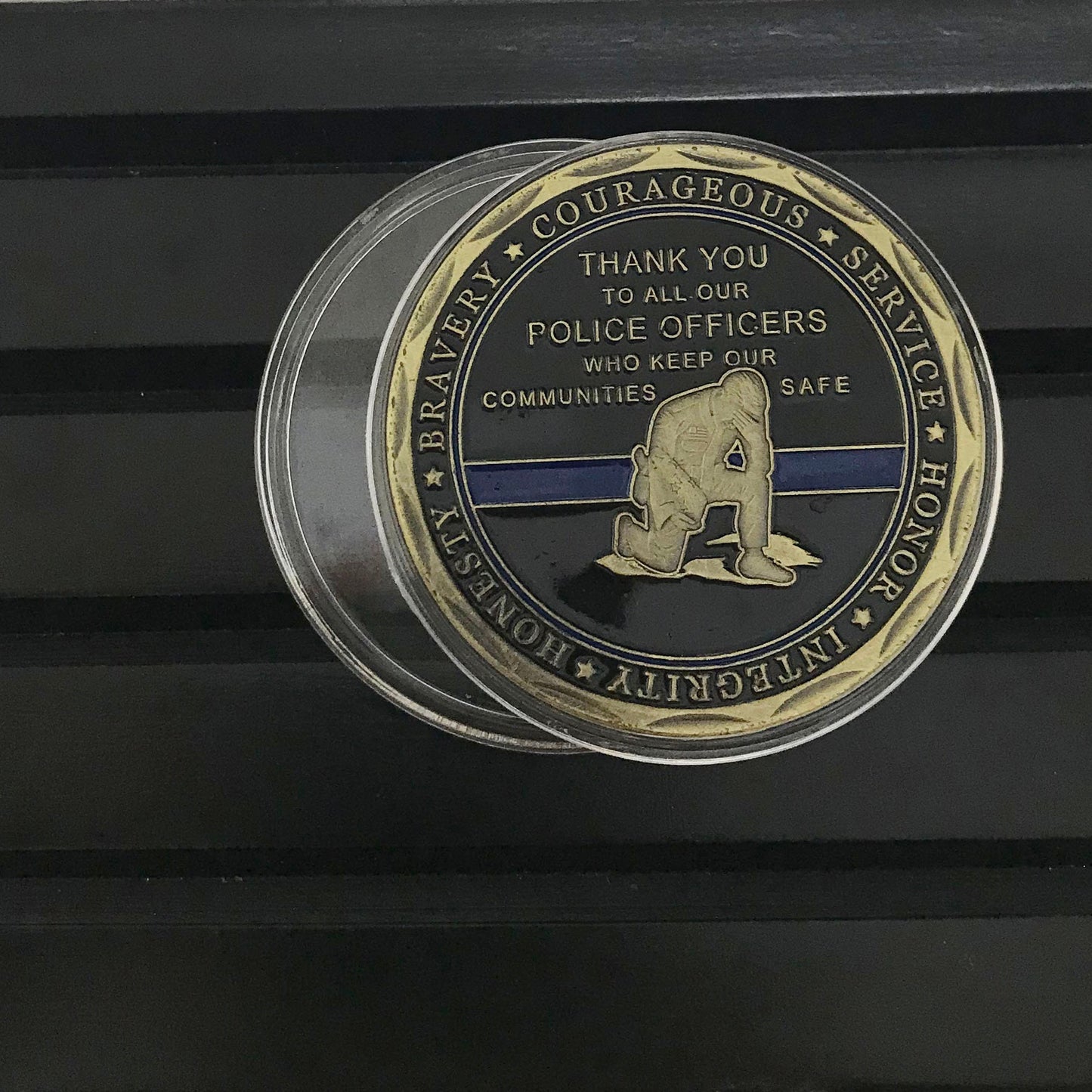 Police Officers Motto Blue Lives Matter the Whole Armor of GOD Police officer's prayer Challenge Coin/gift for Him for father DecoWoodo