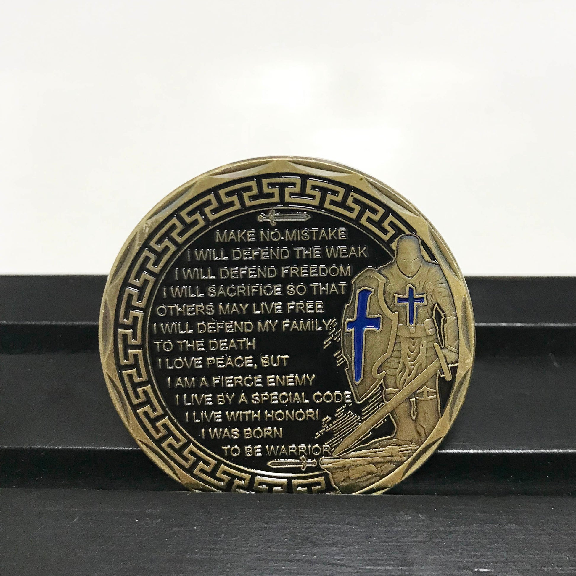 Police Officers Motto Blue Lives Matter the Whole Armor of GOD Police officer's prayer Challenge Coin/gift for Him for father DecoWoodo