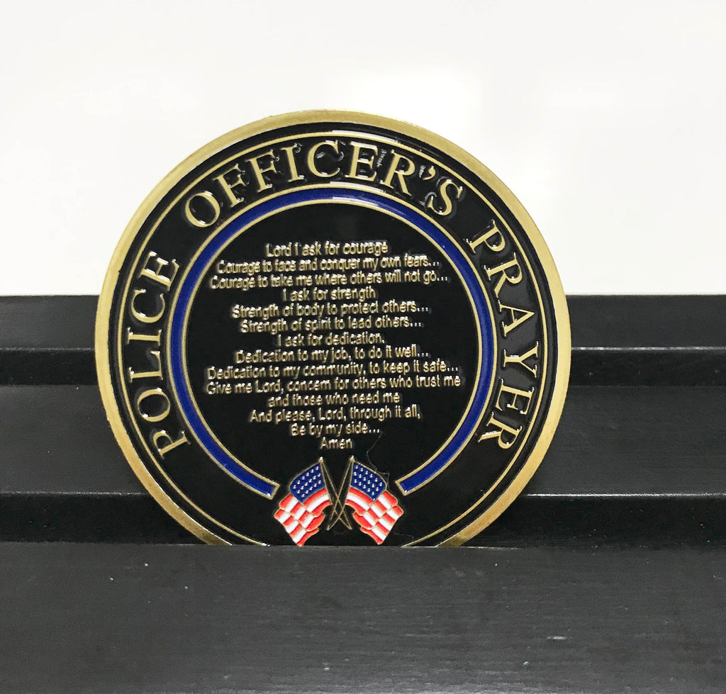 US Policeman Protector  St. Michael Challenge Coin Police Officers Prayer Gold Coin Gift for Him/ Her/Father DecoWoodo