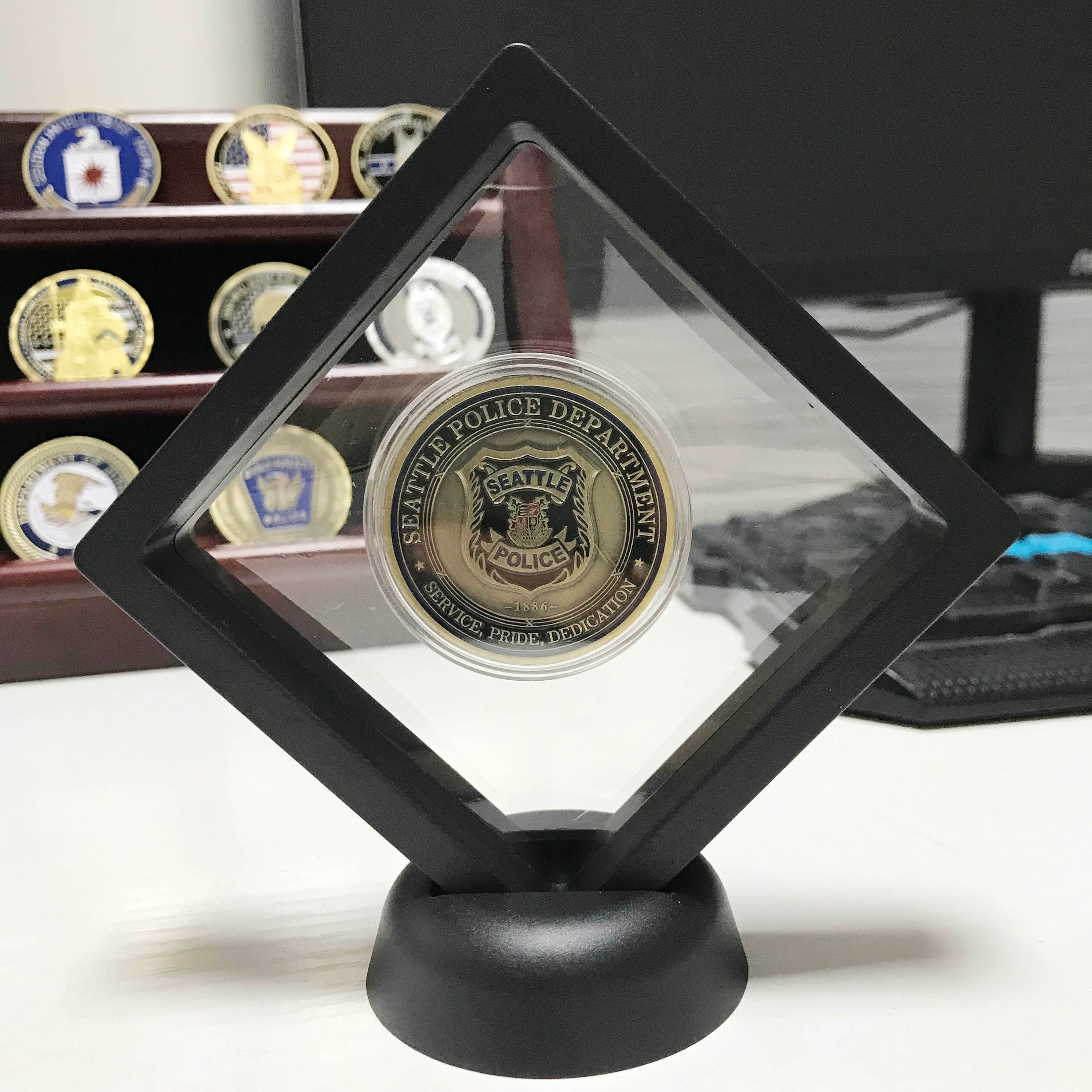 Police Challenge coin policeman officer gift for him police graduation retirement gift Seattle  Police Department Police prayer DecoWoodo