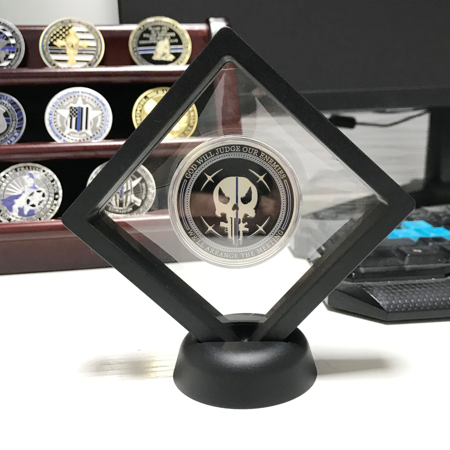 Police officers gift Blue Lives Matter Law Enforcement Challenge Coin God Will Judge Our Enemies/gift for Him for father DecoWoodo