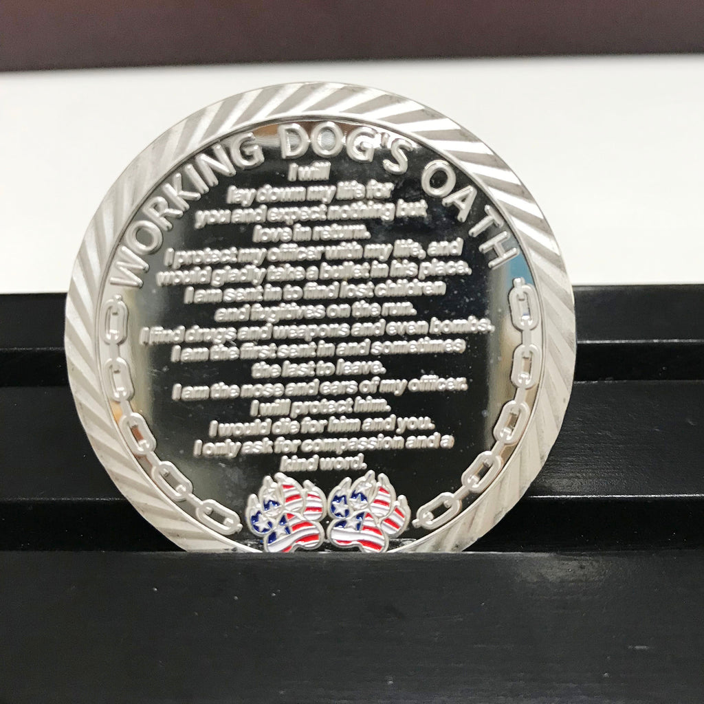 Police collie Challenge Coin Blue Live Matter Law Enforcement Badge/gift for Him for father Working Dog's Oath DecoWoodo