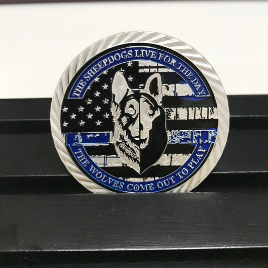 Police collie Challenge Coin Blue Live Matter Law Enforcement Badge/gift for Him for father Working Dog's Oath DecoWoodo
