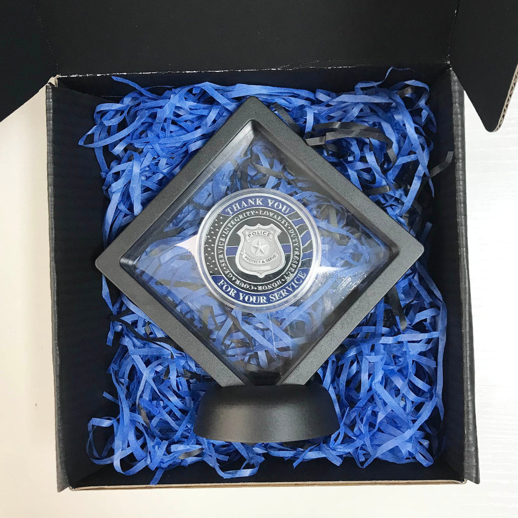 Police Officer & K9 Challenge Coin A Thin Blue Line Coin Law Enforcement Medallion/ Thank you gift for Him for father DecoWoodo