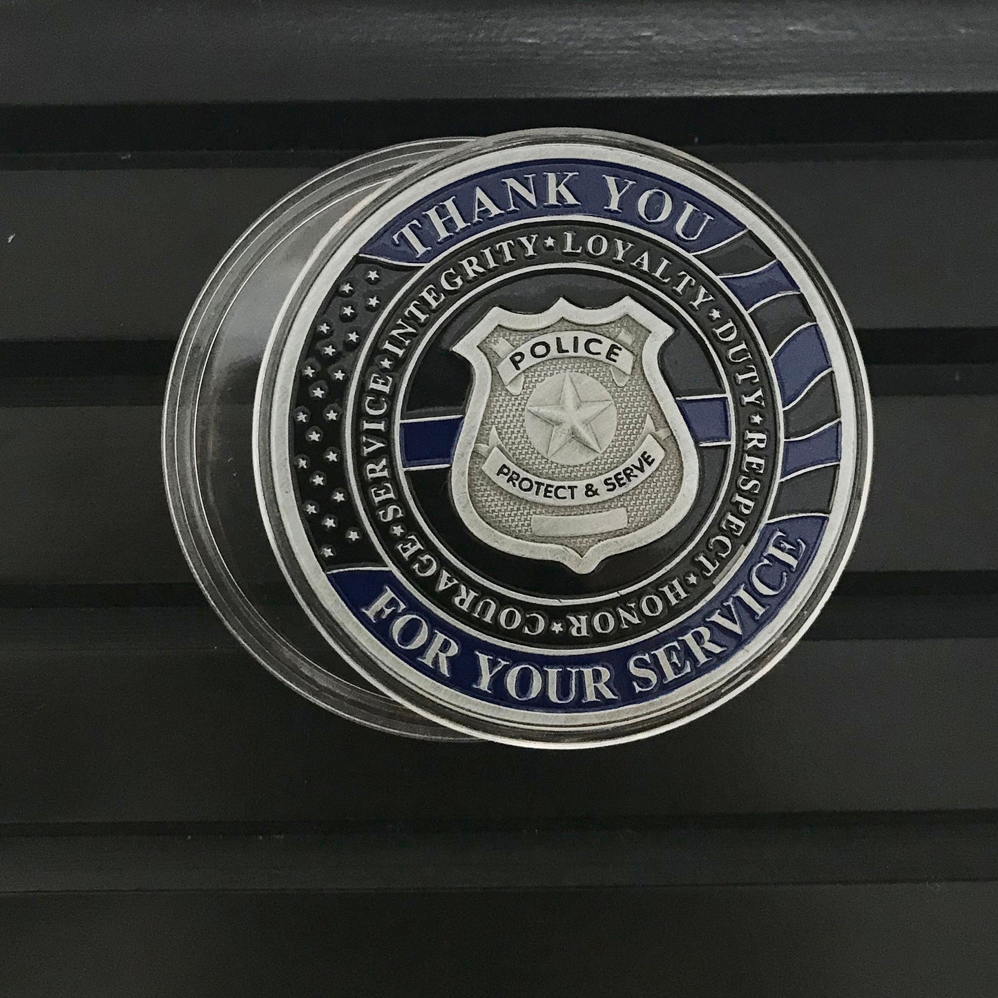 Police Officer & K9 Challenge Coin A Thin Blue Line Coin Law Enforcement Medallion/ Thank you gift for Him for father DecoWoodo
