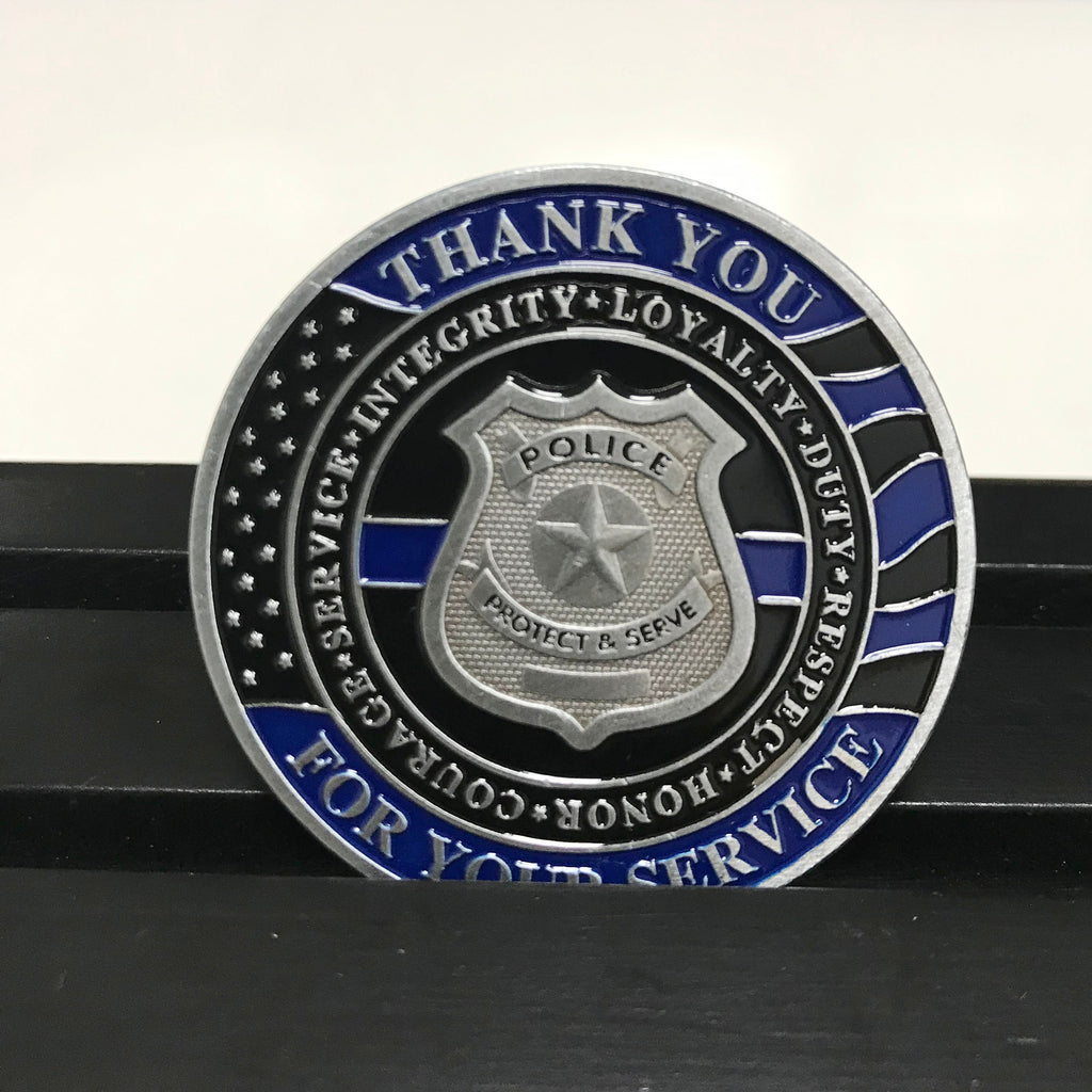 Police Officer & K9 Challenge Coin A Thin Blue Line Coin Law Enforcement Medallion/ Thank you gift for Him for father DecoWoodo
