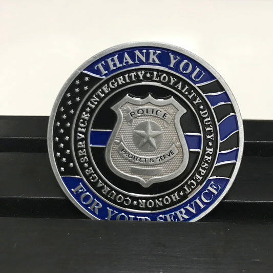 Police Officer & K9 Challenge Coin A Thin Blue Line Coin Law Enforcement Medallion/ Thank you gift for Him for father DecoWoodo