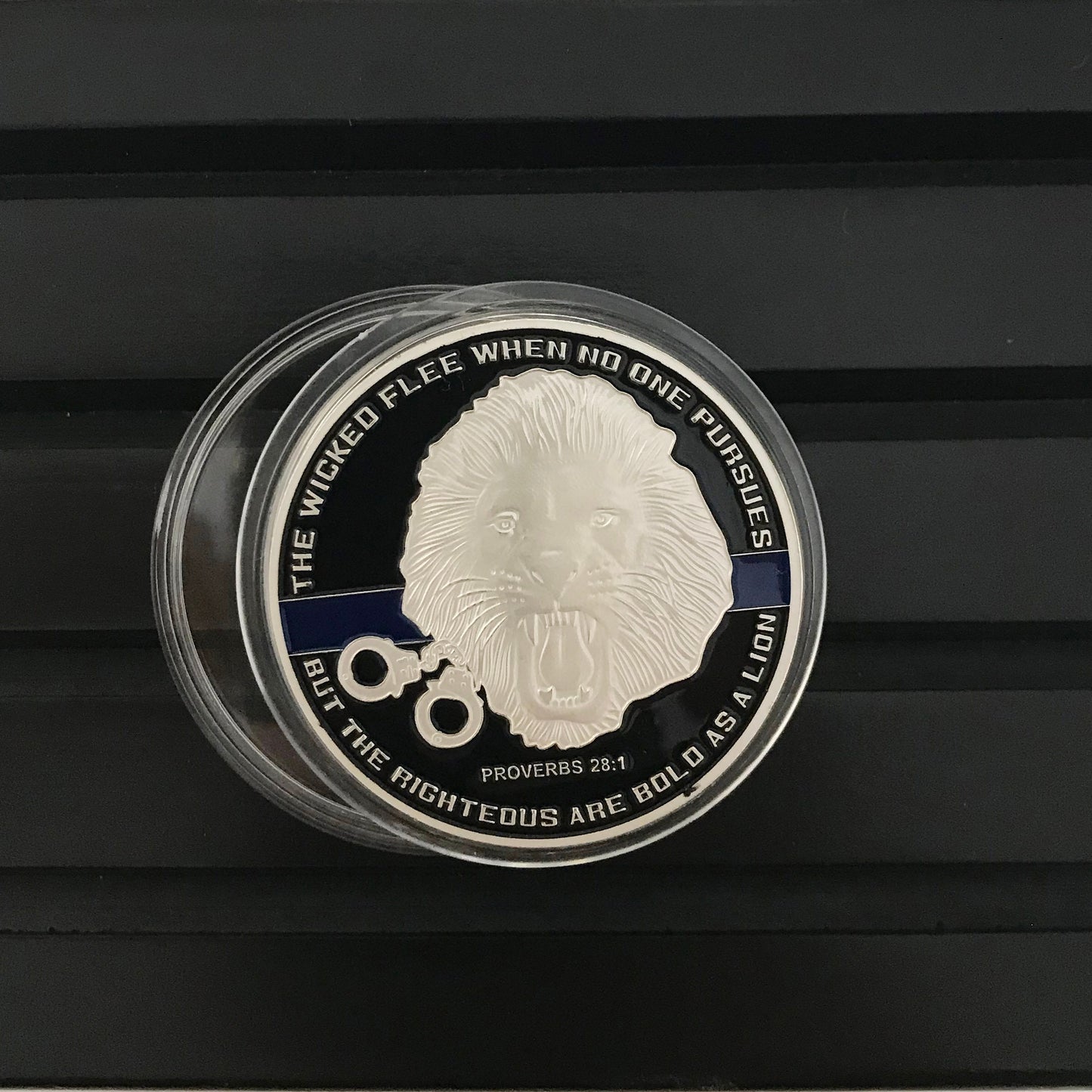 Police Challenge coin policeman officer gift for him/men LEO A Thin blue line coin law enforcement medallion police sign DecoWoodo