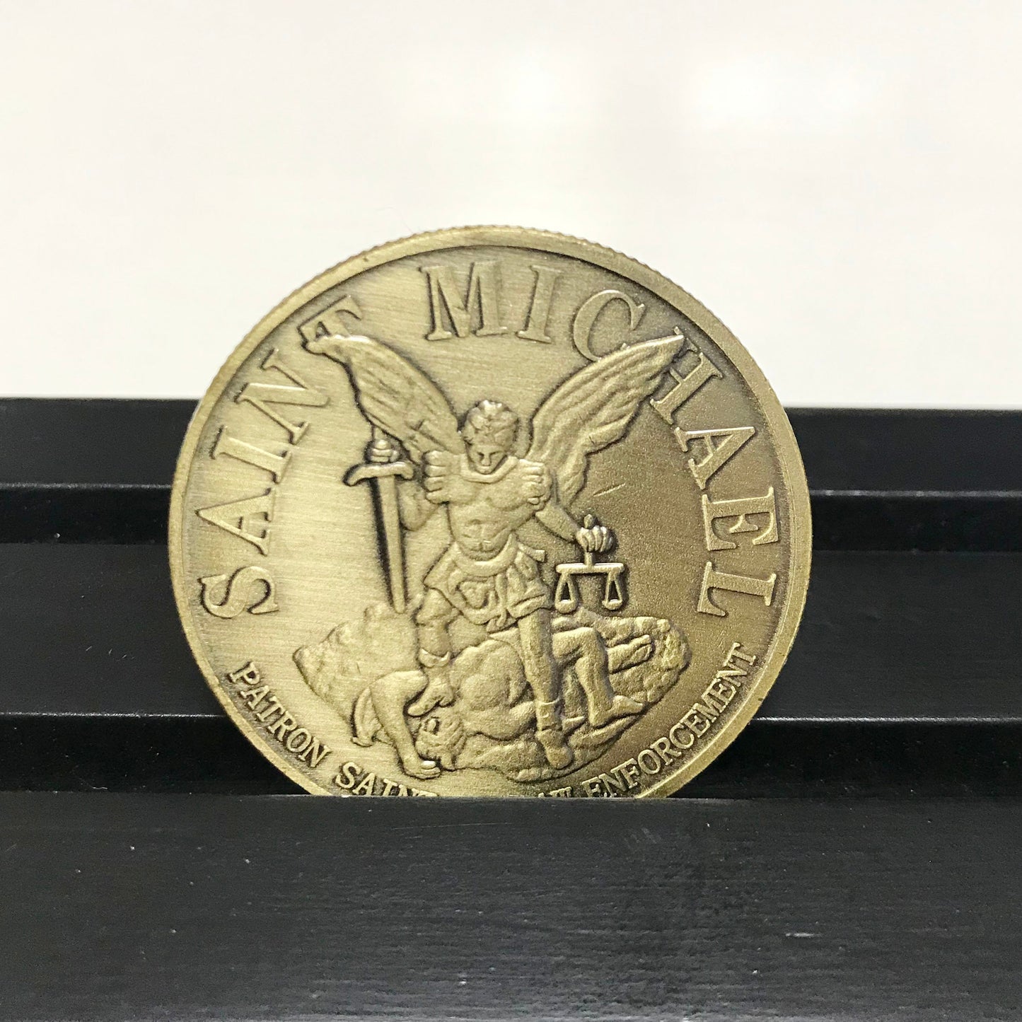 Policeman Challenge coin St.Michael Prayer law enforcement Police Officers gifts for him/father/Dad DecoWoodo