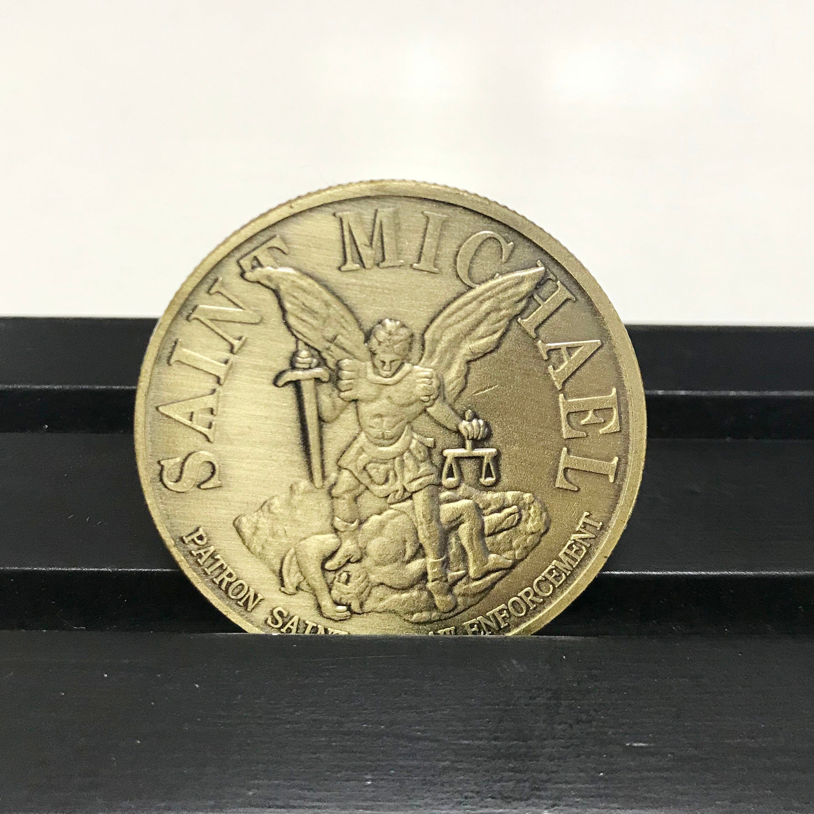 Policeman Challenge coin St.Michael Prayer law enforcement Police Officers gifts for him/father/Dad DecoWoodo