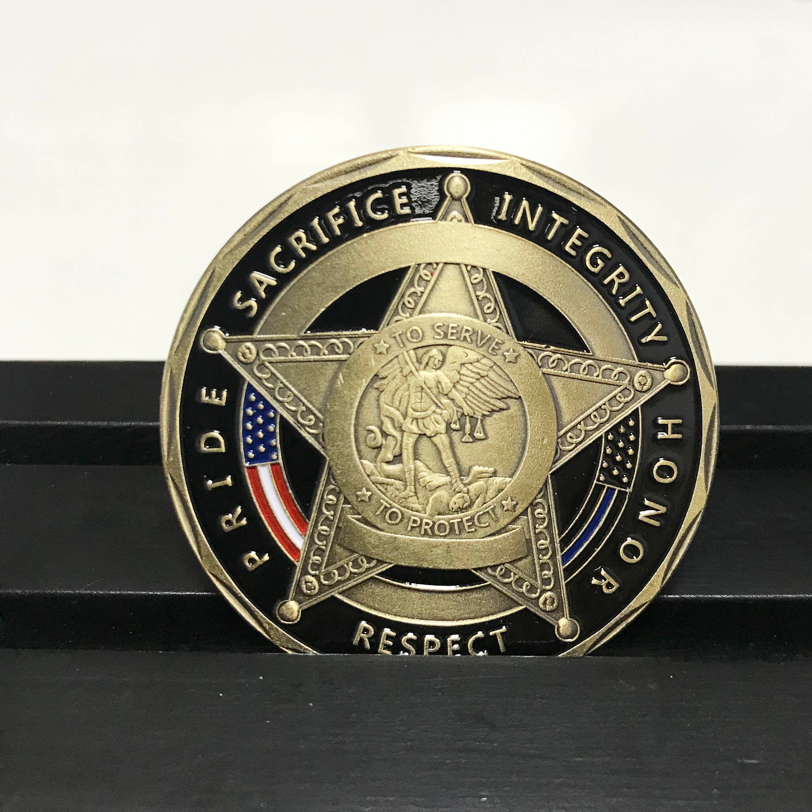 US Flag Law Enforcement Challenge Coin Sheriff Five Pointed Star Featured Police Officers Gift/gift for Him for father DecoWoodo