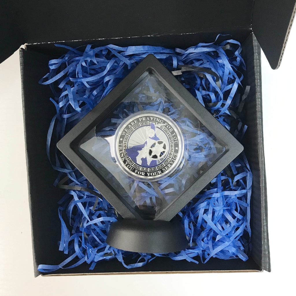 Police Deputy Sheriff Prayer Challenge Coin Law Enforcement Blue Lives Matter Spartan Warrior Badge Gift for Him/ Her/Father/Husband DecoWoodo