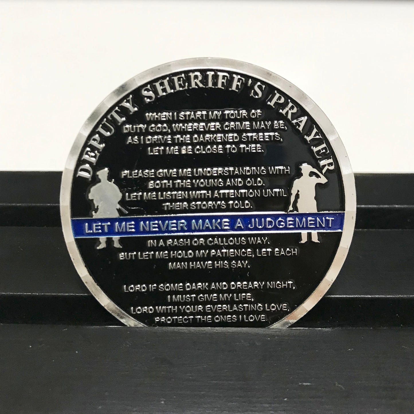 Police Deputy Sheriff Prayer Challenge Coin Law Enforcement Blue Lives Matter Spartan Warrior Badge Gift for Him/ Her/Father/Husband DecoWoodo
