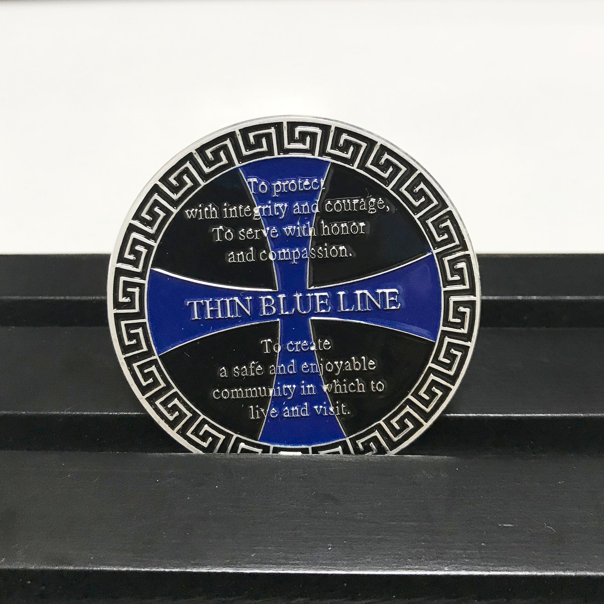 Police Thin Blue Line Prayer Challenge Coin Law Enforcement Blue Lives Matter  Police Helmet Pray  Gift for Him/ Her/Father/Husband DecoWoodo