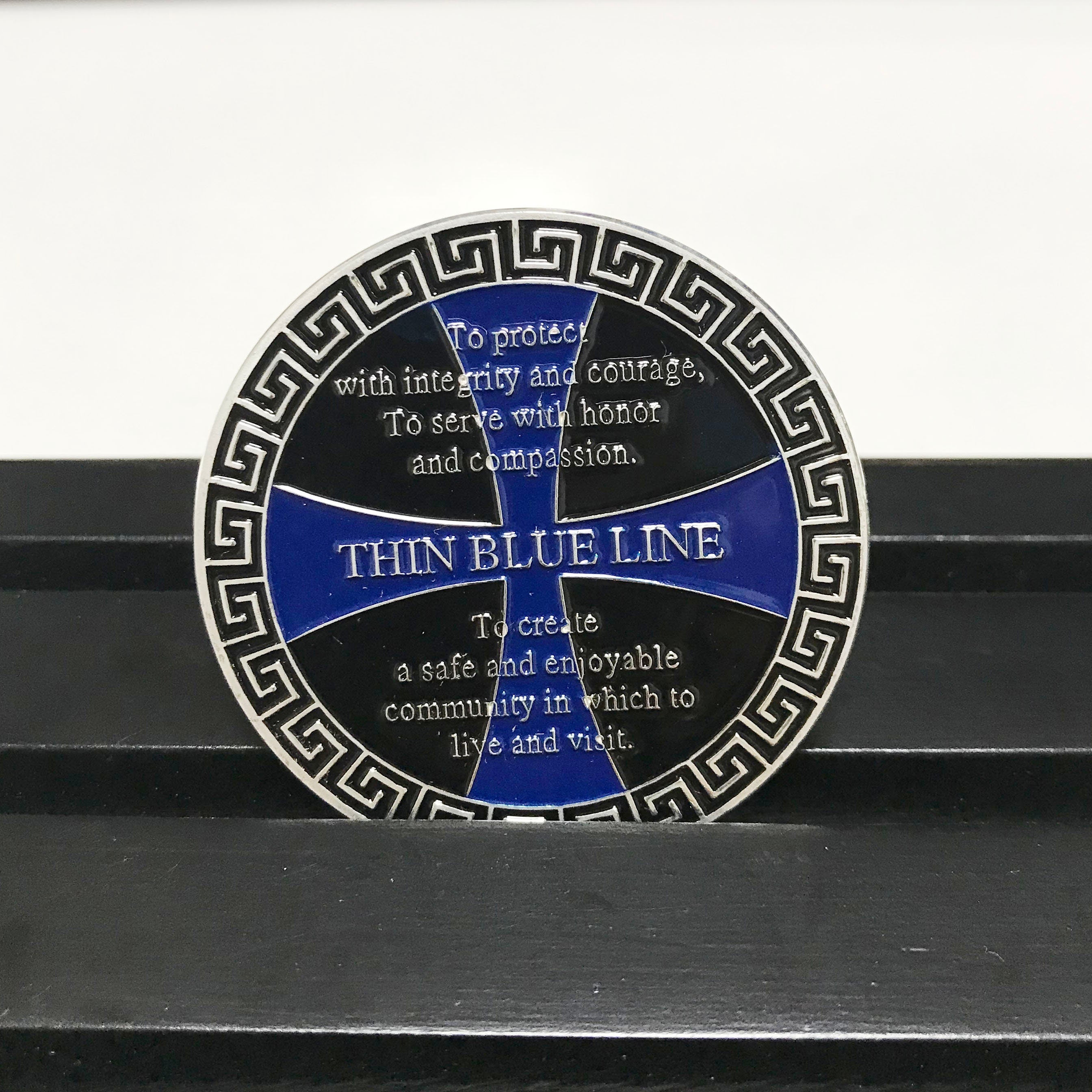 Police Thin Blue Line Prayer Challenge Coin Law Enforcement Blue Lives Matter  Police Helmet Pray  Gift for Him/ Her/Father/Husband DecoWoodo