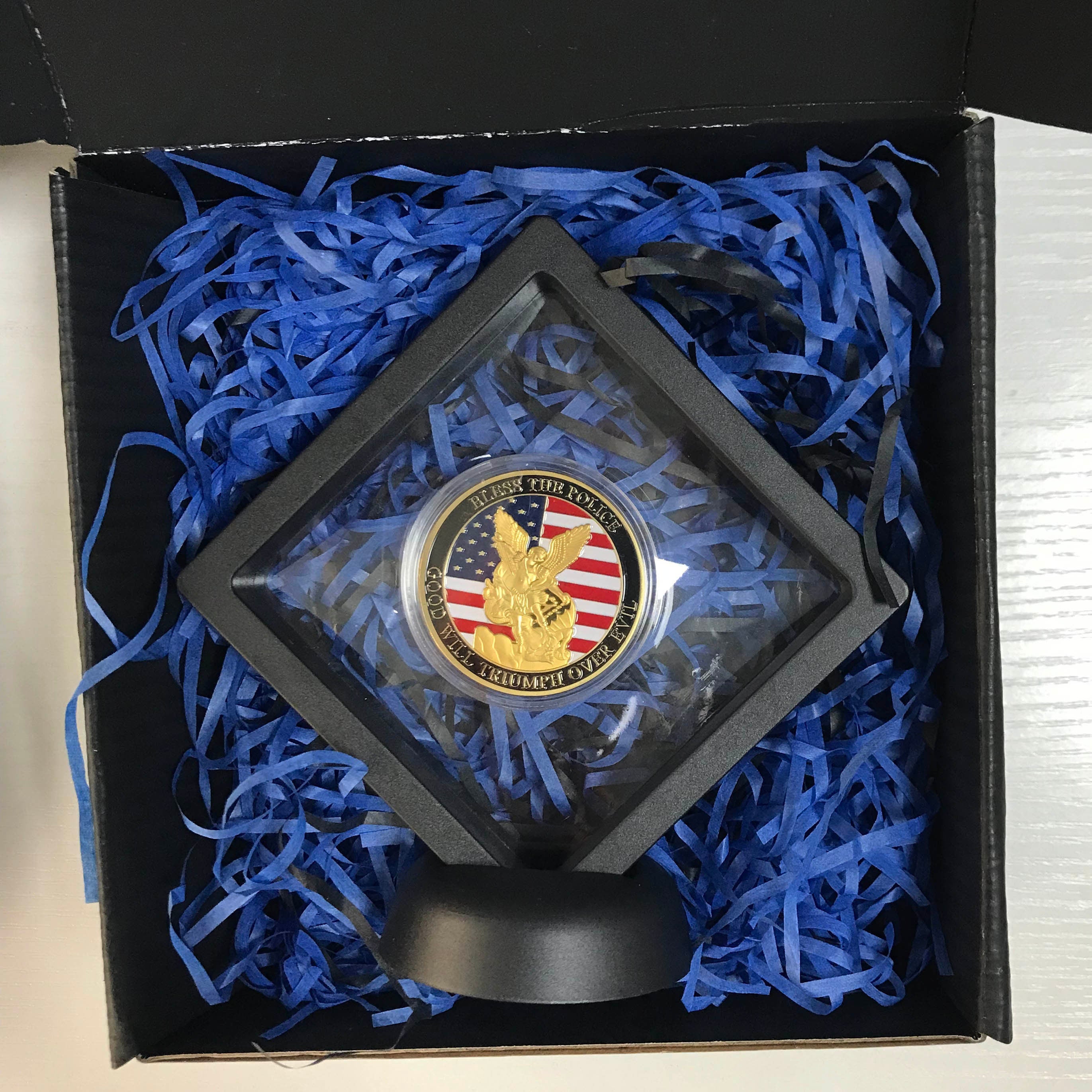 US Police Protector Challenge Coin Officers Prayer Gold Coin Gift for Him/ Her Bless the police DecoWoodo