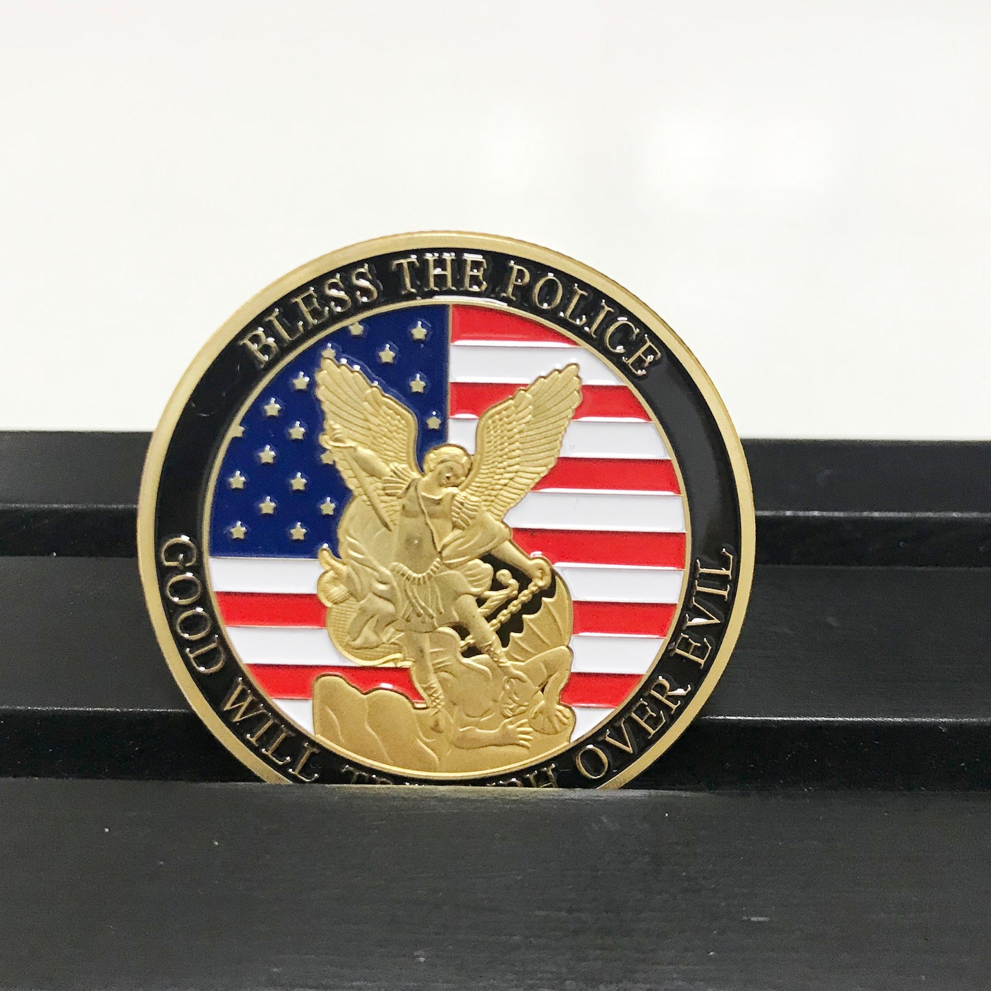 US Police Protector Challenge Coin Officers Prayer Gold Coin Gift for Him/ Her Bless the police DecoWoodo