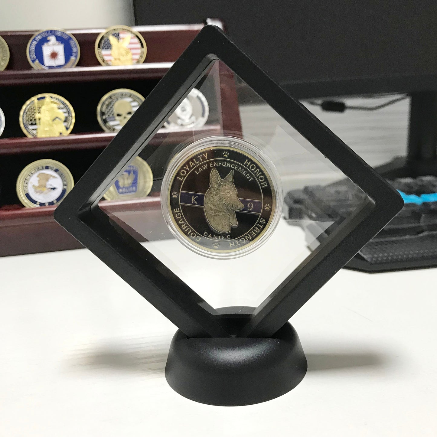 Law enforcement & K 9 Night Guardian Prayer Challenge Coin  police sign Protector Medallion/gift for Him for father DecoWoodo