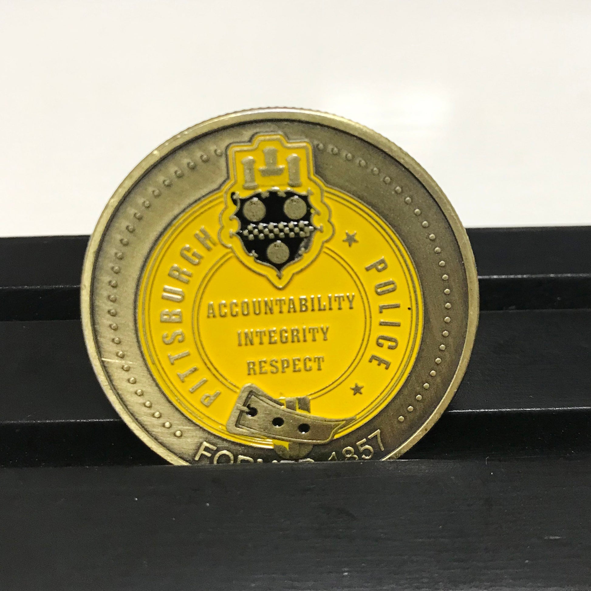 US Police Protector St. Michael Challenge Coin Pittsburgh police Officers Prayer Coin Formed 1857 retirement Gift for Him/ Her DecoWoodo