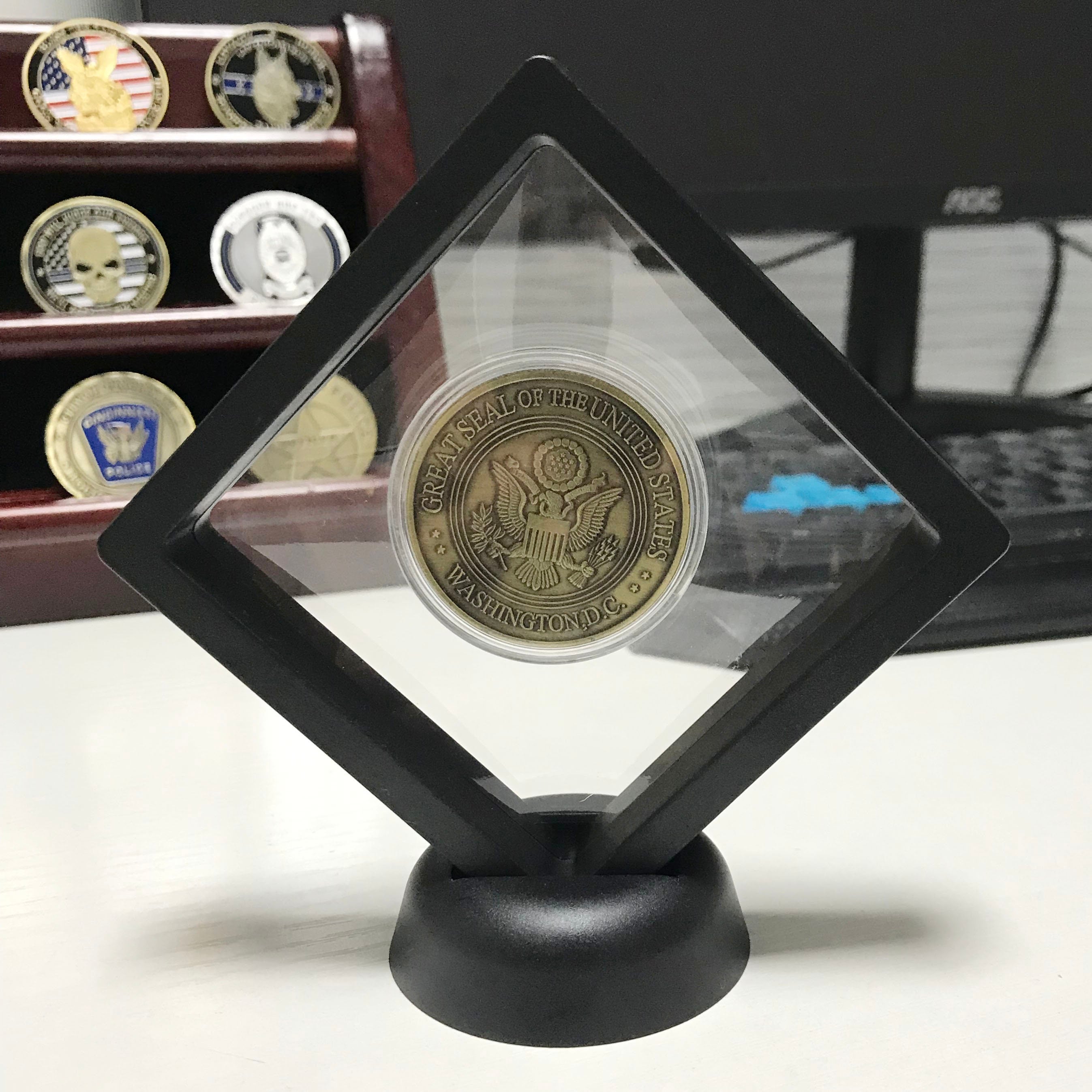 Washington D.C. Police Protector St. Michael Challenge Coin police Officers Prayer retirement Law Enforcement Gift for Him/ Her DecoWoodo