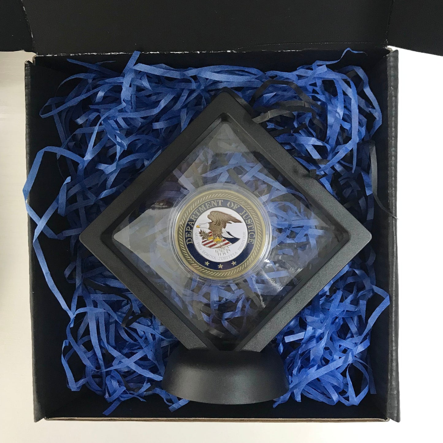 DOJ Police Department of Justice Thin Blue line gift/graduation gift/ retirement Gift for Him/ Her DecoWoodo