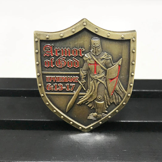 Police Sheriff Challenge Coin Armor of God Featured LEO Medallion police officer Gift for him for father for husband DecoWoodo