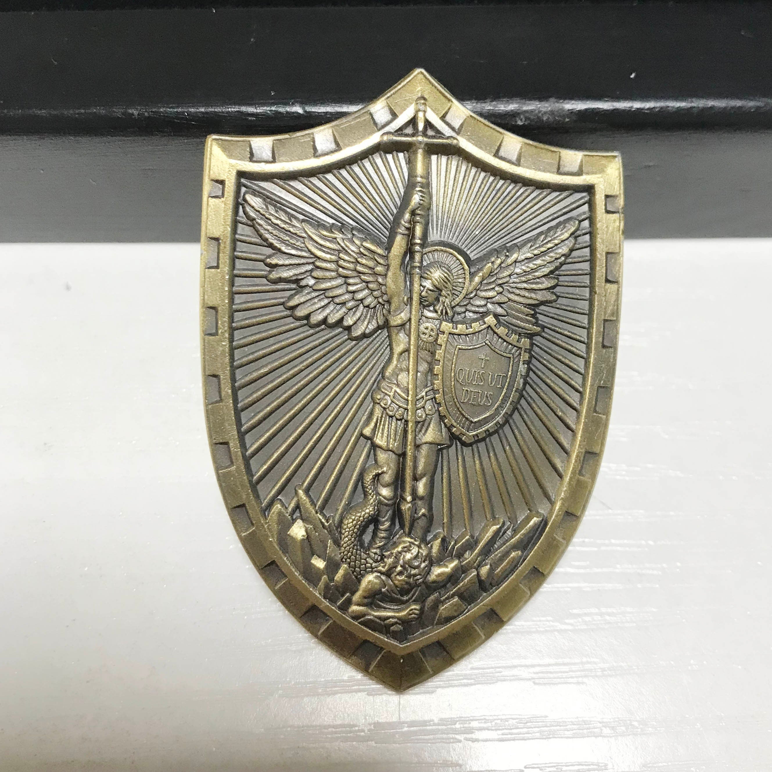 Police Sheriff Challenge Coin Angel  QUISUI DEUS Featured LEO Medallion police officer Gift for him for father for husband DecoWoodo