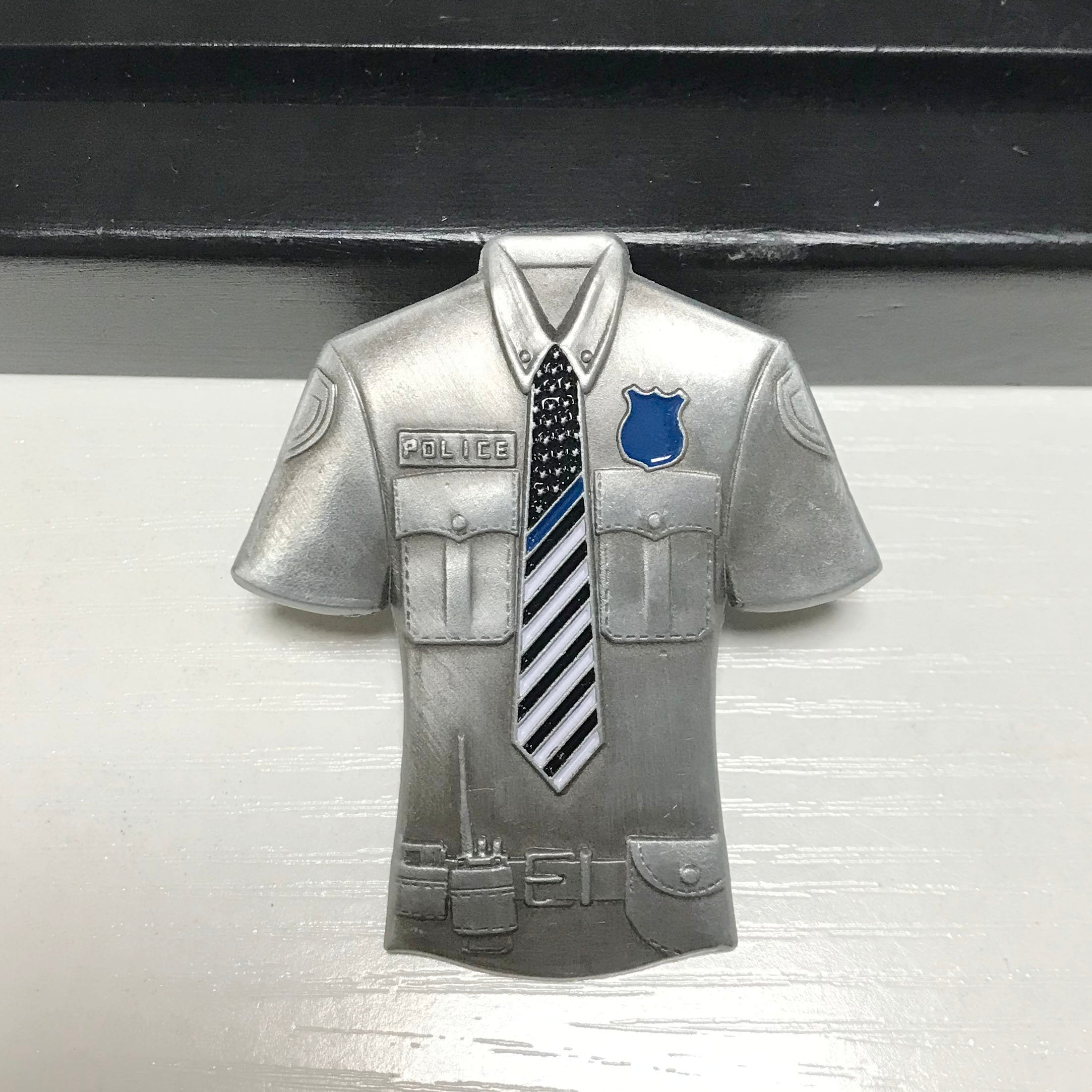 Police officer T-shirt Uniform Gear Shape Challenge Coin policeman's Prayer Collectible Chip gift for Him for father for husband DecoWoodo