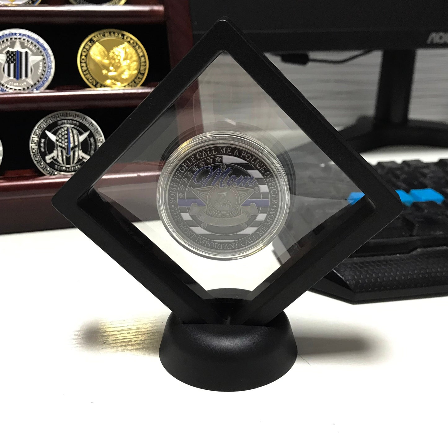 Police officer Mom Challenge coin Retirement graduation gift for her for wife lady police officer's prayer DecoWoodo