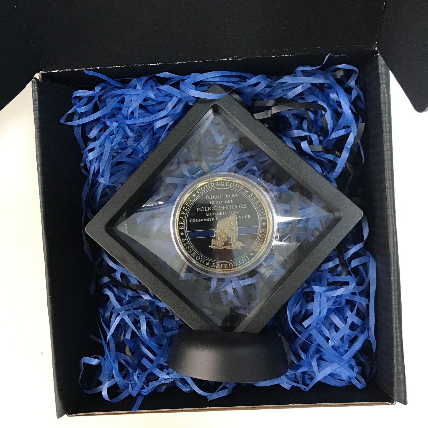 Police Officers Motto Blue Lives Matter the Whole Armor of GOD Police officer's prayer Challenge Coin/gift for Him for father DecoWoodo