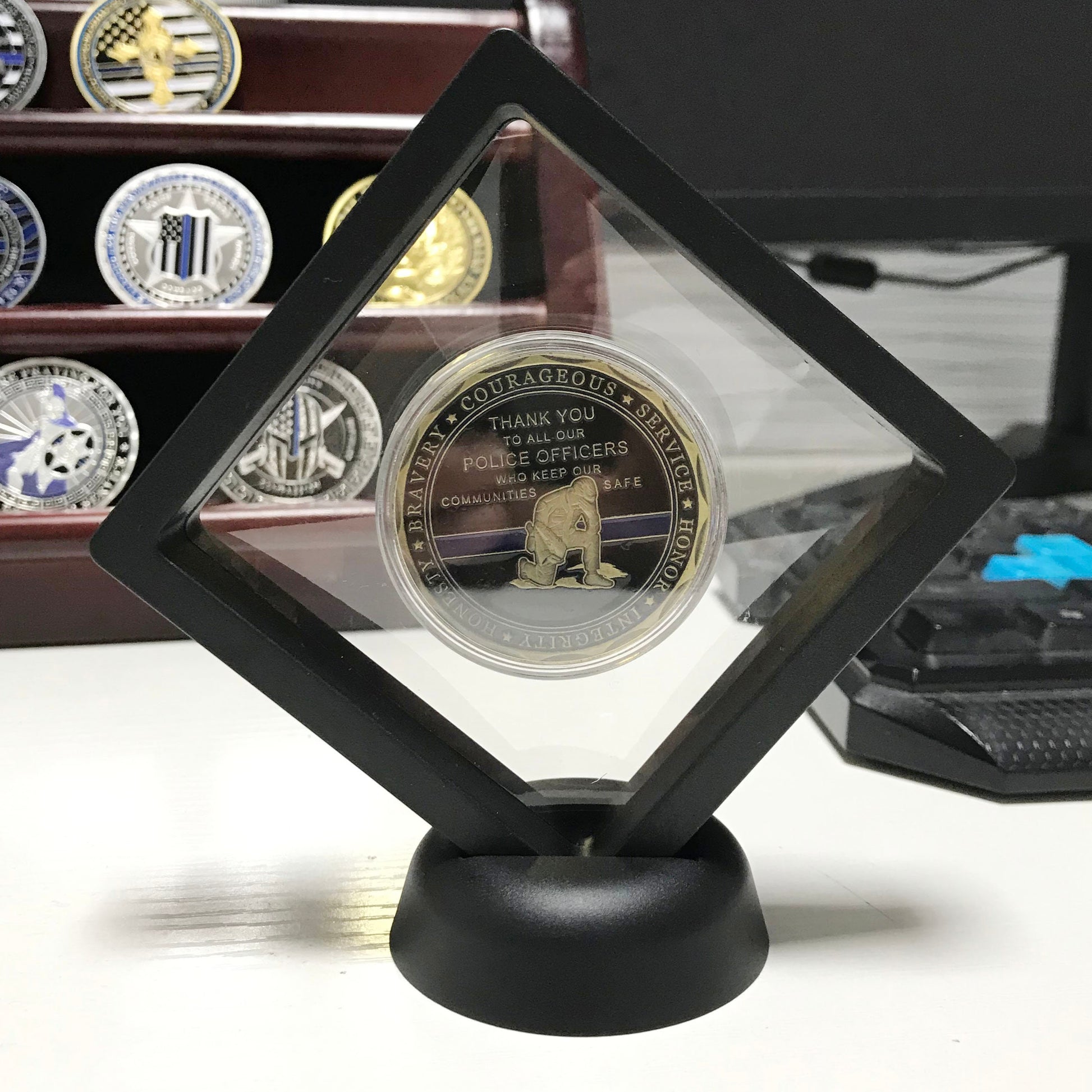 Police Officers Motto Blue Lives Matter the Whole Armor of GOD Police officer's prayer Challenge Coin/gift for Him for father DecoWoodo