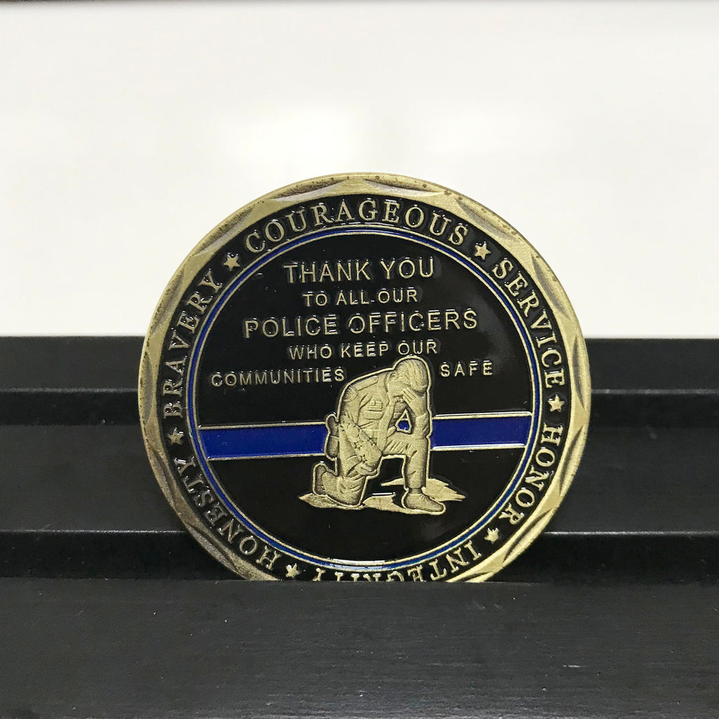 Police Officers Motto Blue Lives Matter the Whole Armor of GOD Police officer's prayer Challenge Coin/gift for Him for father DecoWoodo