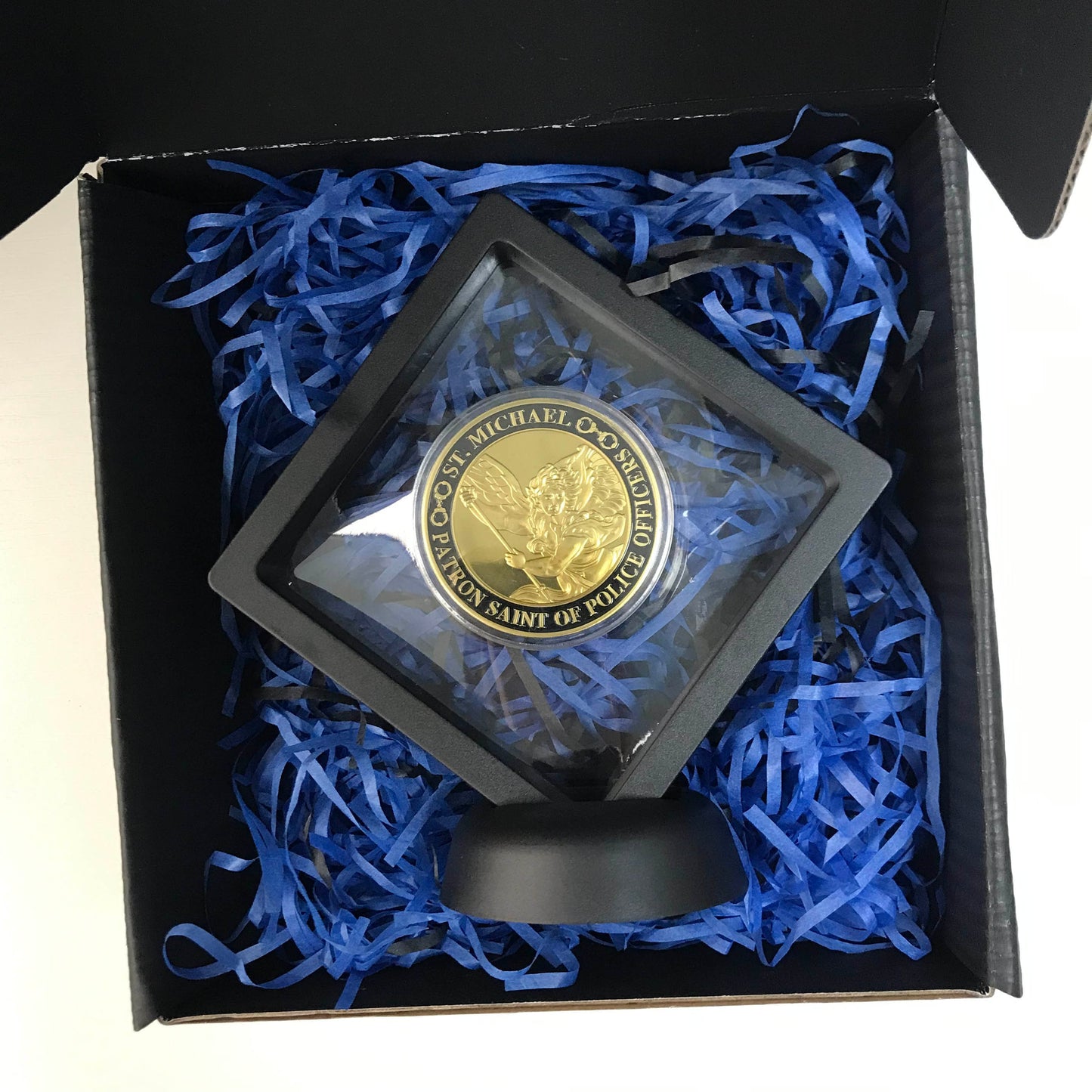 US Policeman Protector  St. Michael Challenge Coin Police Officers Prayer Gold Coin Gift for Him/ Her/Father DecoWoodo