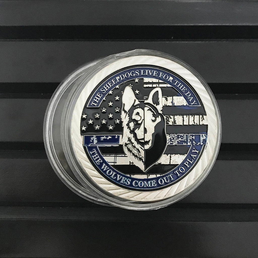 Police collie Challenge Coin Blue Live Matter Law Enforcement Badge/gift for Him for father Working Dog's Oath DecoWoodo