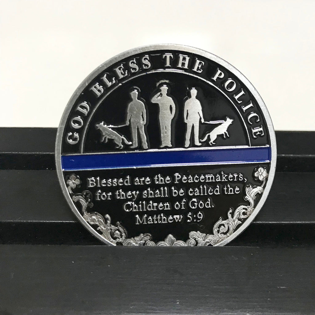 Police Officer & K9 Challenge Coin A Thin Blue Line Coin Law Enforcement Medallion/ Thank you gift for Him for father DecoWoodo
