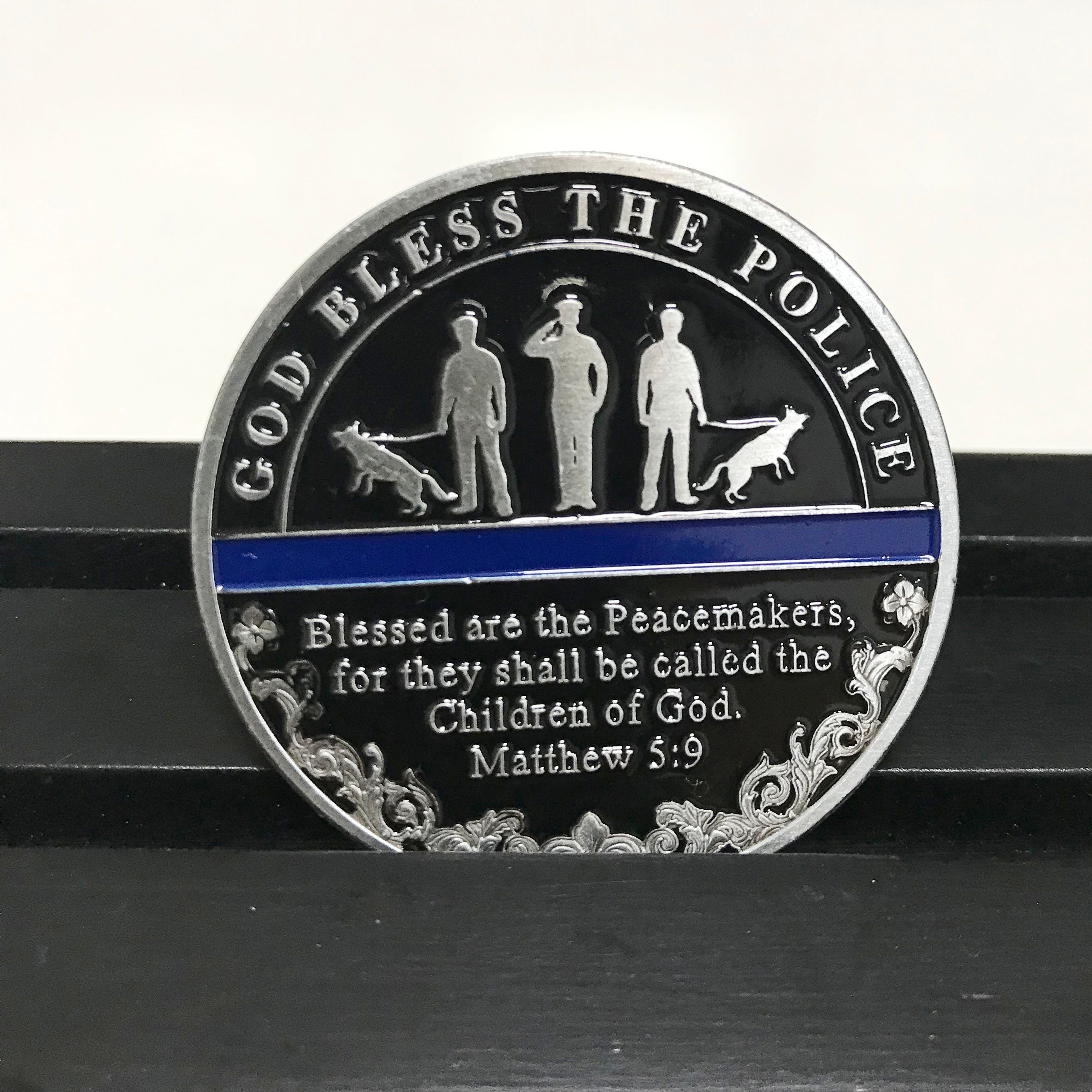 Police Officer & K9 Challenge Coin A Thin Blue Line Coin Law Enforcement Medallion/ Thank you gift for Him for father DecoWoodo