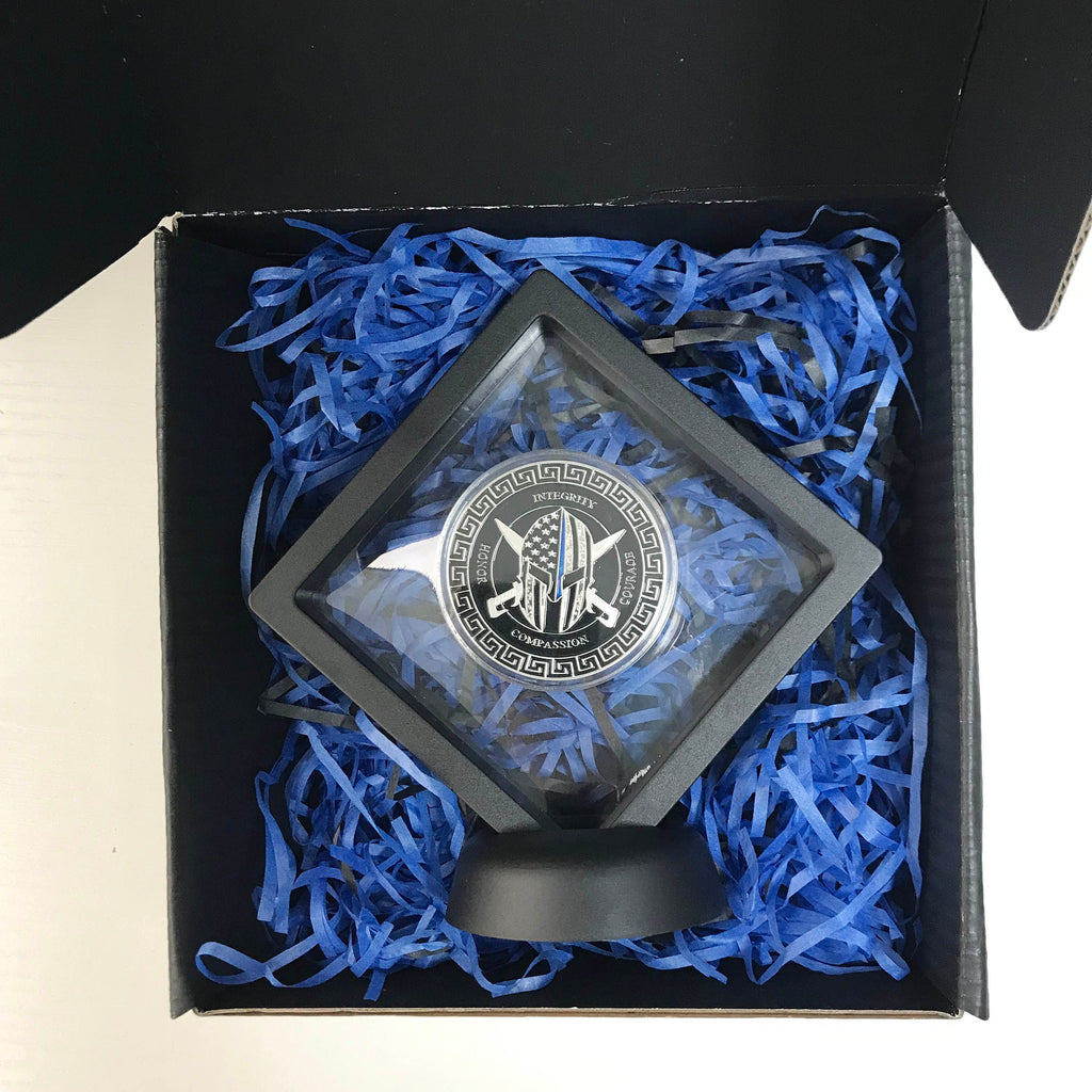 Police Thin Blue Line Prayer Challenge Coin Law Enforcement Blue Lives Matter  Police Helmet Pray  Gift for Him/ Her/Father/Husband DecoWoodo