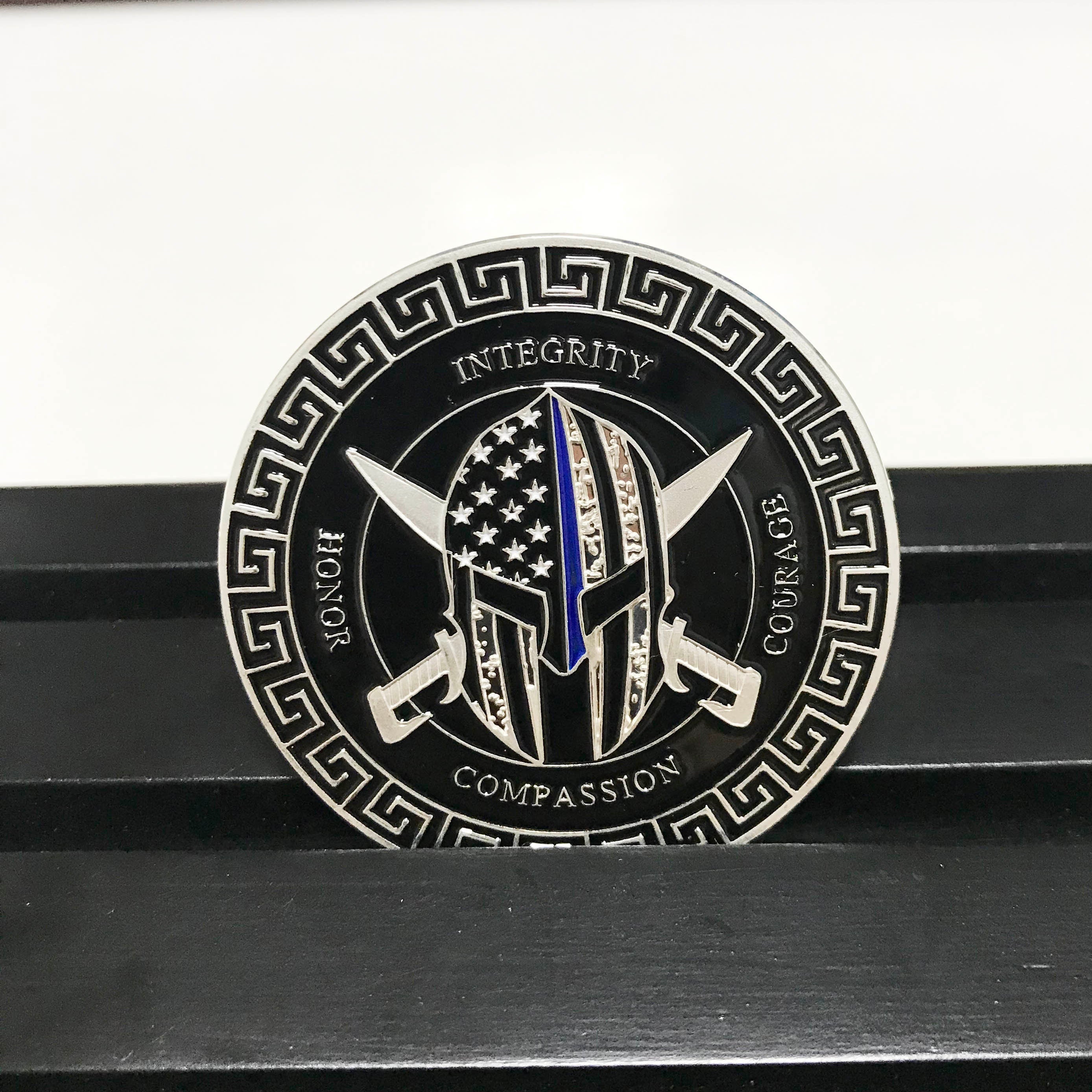 Police Thin Blue Line Prayer Challenge Coin Law Enforcement Blue Lives Matter  Police Helmet Pray  Gift for Him/ Her/Father/Husband DecoWoodo