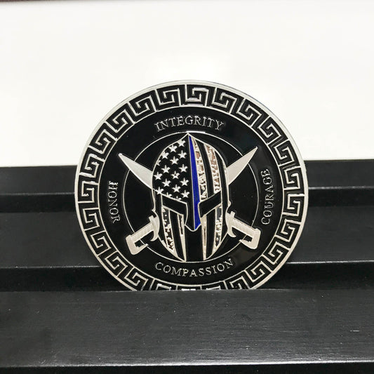 Police Thin Blue Line Prayer Challenge Coin Law Enforcement Blue Lives Matter  Police Helmet Pray  Gift for Him/ Her/Father/Husband DecoWoodo